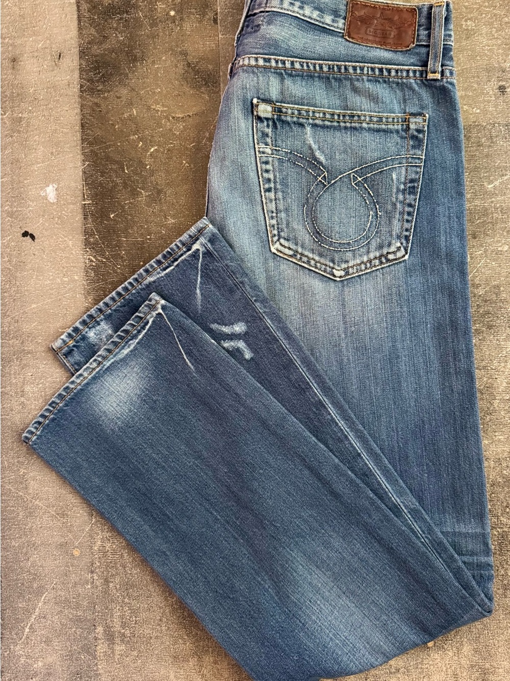 Big Star Womens Light-Mid Blue Boyfriend Jeans